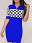 cheap Plus Size Dresses-Women&#039;s Plus Size Daily / Weekend Basic / Street chic Skinny Bodycon Dress - Solid Colored / Color Block / Check Patchwork V Neck Summer Cotton Blue Black Red XL XXL XXXL
