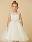 cheap Flower Girl Dresses-Princess Tea Length Flower Girl Dress First Communion Cute Prom Dress Lace with Sash / Ribbon Fit 3-16 Years