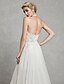 זול שמלות כלה-גזרת A שמלות חתונה קולר שובל קורט תחרה טול רצועות רגילות עם תחרה 2021