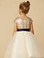 cheap Flower Girl Dresses-Princess Tea Length Tulle Sequined Pageant Flower Girl Dresses with Sash / Ribbon Bow(s)