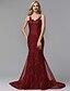 cheap Evening Dresses-Mermaid / Trumpet Elegant Dress Formal Evening Black Tie Gala Court Train Sleeveless Sweetheart Satin with Beading Appliques 2024