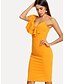 cheap Dresses For Date-Women&#039;s Daily Sheath Dress - Solid Colored High Waist Deep V Yellow L XL XXL / Sexy