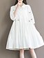 tanie Sukienki casualowe-Damskie Biały Sukienka Podstawowy Wiosna Codzienny Linia A Kwiaty Kołnierzyk koszuli Haft M L / Bawełna