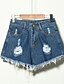 cheap Plus Size Bottoms-Women&#039;s Plus Size Daily Shorts Pants - Solid Colored Tassel / Hole Linen Black Light Blue White S M L