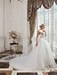 cheap Wedding Dresses-Ball Gown Wedding Dresses Sweetheart Neckline Cathedral Train Lace Over Tulle Strapless Sparkle &amp; Shine Floral Lace with Beading 2022