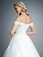 cheap Wedding Dresses-Engagement Formal Wedding Dresses Court Train Ball Gown Short Sleeve Off Shoulder Lace With Beading Appliques 2023 Bridal Gowns