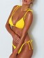 halpa Bikinit-Naisten Perus Boheemi Olkaimellinen Rubiini Punastuvan vaaleanpunainen Keltainen Kolmia Stringit Bikini Uima-asut - Yhtenäinen Solmittava M L XL Rubiini / Seksikäs