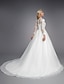baratos Vestidos de Casamento-Noivado Formal Vestidos de noiva Cauda Corte De Baile Manga Longa Gola Alta Renda Com Miçangas Apliques 2023 Verão Vestidos de noiva