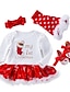 cheap Baby Girls&#039; Clothing Sets-Baby Girls&#039; Active Streetwear Christmas Holiday Going out Cotton Print Mesh Long Sleeve Regular Clothing Set White Red