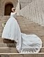cheap Wedding Dresses-Ball Gown Off Shoulder Cathedral Train Tulle / Lace Over Satin Half Sleeve Glamorous Illusion Detail Wedding Dresses with Crystals / Appliques 2020