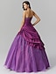 preiswerte Ballkleid-Ballkleid Vintage inspiriert Kleid Quinceanera Formeller Abend Boden-Länge Ärmellos Trägerlos Taft mit Perlenstickerei Seitlich drapiert 2024