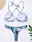 tanie Bikini-Damskie Pasek Niebieski Dół typu Cheeky Bikini Stroje kąpielowe - Kwiaty S M L Niebieski / Super seksowny