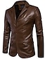 cheap Men&#039;s Outerwear-Men&#039;s Faux Leather Jacket Regular Normal Coat Black Brown Professional Winter Shirt Collar M L XL XXL 3XL / Long Sleeve