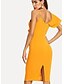 abordables Vous Avez Un Rendez-vous ?-Femme Au dessus du genou Gaine Robe Couleur Pleine Taille haute V Profond Jaune L XL XXL Manches Courtes / Sexy