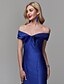 cheap Evening Dresses-Mermaid / Trumpet Elegant Prom Formal Evening Dress Off Shoulder Short Sleeve Sweep / Brush Train Satin with Ruffles 2021
