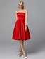 cheap Cocktail Dresses-A-Line Minimalist Elegant Cute Homecoming Cocktail Party Valentine&#039;s Day Dress Strapless Sleeveless Knee Length Satin Stretch Satin with Bow(s) Pleats 2021