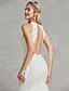 cheap Wedding Dresses-Mermaid / Trumpet Bateau Neck Court Train Lace / Tulle Regular Straps Sexy See-Through / Illusion Detail / Backless Made-To-Measure Wedding Dresses with Beading / Appliques 2020