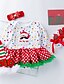 cheap Baby Girls&#039; Clothing Sets-Baby Girls&#039; Active Streetwear Christmas Holiday Going out Cotton Print Mesh Long Sleeve Regular Clothing Set White Red