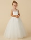 cheap Flower Girl Dresses-Princess Floor Length Flower Girl Dress First Communion Cute Prom Dress Lace with Sash / Ribbon Fit 3-16 Years