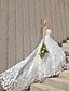 Χαμηλού Κόστους Νυφικά Φορέματα-Αρραβώνας Ανοικτή Πλάτη Επίσημο Φορεματα για γαμο Βραδινή τουαλέτα Τετράγωνη Λαιμόκοψη Στράπλες Μακριά ουρά Δαντέλα Νυφικά φορέματα Με Κρυστάλλινη λεπτομέρεια Λουλούδι 2024