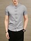 Χαμηλού Κόστους Ανδρικά Πουκάμισα-Men&#039;s Shirt Solid Colored Plus Size Short Sleeve Going out Tops Chinoiserie Standing Collar Black Gray Red
