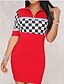 cheap Plus Size Dresses-Women&#039;s Plus Size Daily / Weekend Basic / Street chic Skinny Bodycon Dress - Solid Colored / Color Block / Check Patchwork V Neck Summer Cotton Blue Black Red XL XXL XXXL