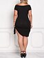 tanie Women&#039;s Dresses-Women&#039;s Daily Asymmetrical Slim Sheath Dress - Solid Colored Boat Neck Black XL XXL XXXL