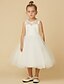 cheap Flower Girl Dresses-Princess Tea Length Flower Girl Dress First Communion Cute Prom Dress Lace with Sash / Ribbon Fit 3-16 Years