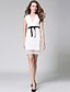 cheap Women&#039;s Dresses-Women&#039;s Holiday / Going out Sophisticated / Elegant Slim Sheath Dress - Solid Colored Lace / Bow High Waist Deep V Summer White S M L / Sexy