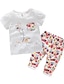 billige Tøjsæt til babypiger-Baby Pige Basale Daglig Blomstret Kortærmet Normal Tøjsæt Hvid