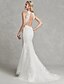 cheap Wedding Dresses-Mermaid / Trumpet Bateau Neck Court Train Lace / Tulle Regular Straps Sexy See-Through / Illusion Detail / Backless Made-To-Measure Wedding Dresses with Beading / Appliques 2020