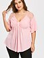 billige Bluser og skjorter til kvinner-V-hals T-skjorte Dame - Ensfarget