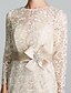 preiswerte Kleider für die Brautmutter-Eng anliegend Brautmutterkleid Blumen Schmuck Knie-Länge Spitze 3/4 Ärmel mit Spitze Schärpe / Band 2023