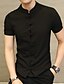 abordables Camisas de hombre-Hombre Camisa Color sólido Talla Grande Manga Corta Noche Tops Tejido Oriental Cuello Mao Negro Gris Rojo
