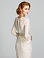 cheap Mother of the Bride Dresses-Sheath / Column Mother of the Bride Dress Floral Jewel Neck Knee Length Lace 3/4 Length Sleeve with Lace Sash / Ribbon 2023