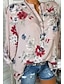 cheap Women&#039;s Blouses &amp; Shirts-Women&#039;s Shirt Blouse White Pink Red Floral Flower Button Pocket Long Sleeve Going out Basic Round Neck