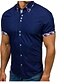 זול חולצות לגברים-אחיד / קולור בלוק רזה בסיסי עבודה מידות גדולות כותנה, חולצה - בגדי ריקוד גברים טלאים כחול נייבי / שרוולים קצרים / קיץ