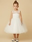 cheap Flower Girl Dresses-Princess Tea Length Flower Girl Dress First Communion Cute Prom Dress Lace with Sash / Ribbon Fit 3-16 Years