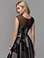 cheap Prom Dresses-A-Line Little Black Dress Elegant Keyhole Prom Formal Evening Dress Illusion Neck Sleeveless Ankle Length Lace Tulle with Appliques 2021