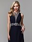 cheap Evening Dresses-A-Line Luxurious Dress Engagement Formal Evening Court Train Sleeveless Jewel Neck Chiffon with Crystals Beading Slit 2024