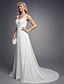 cheap Wedding Dresses-A-Line Wedding Dresses V Neck Floor Length Chiffon Lace Regular Straps Sexy with Beading Appliques Button 2020 / Beautiful Back