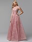 cheap Evening Dresses-A-Line Elegant Dress Prom Floor Length Sleeveless Illusion Neck Lace with Sash / Ribbon 2022 / Formal Evening