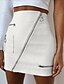 abordables Faldas de mujer-Mujer Corte Bodycon Faldas Poliuretano Color sólido Cremallera Blanco S M L / Mini