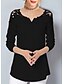 お買い得  レディース ブラウス＆シャツ-女性用 シャツ ソリッド 長袖 トップの Ｖネック ブラック ルビーレッド ピンク