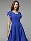 cheap Special Occasion Dresses-A-Line Cute Dress Cocktail Party Asymmetrical Short Sleeve V Neck Chiffon V Back with Pleats 2023