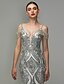 Χαμηλού Κόστους Βραδινά Φορέματα-Ίσια Γραμμή Κομψό Beaded &amp; Sequin Χοροεσπερίδα Επίσημο Βραδινό Φόρεμα Λαιμόκοψη V Κοντομάνικο Μακρύ Με πούλιες με Χάντρες Πούλιες 2020