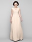 cheap Mother of the Bride Dresses-A-Line V Neck Floor Length Chiffon Mother of the Bride Dress with Beading / Criss Cross by LAN TING BRIDE®