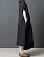 Недорогие Платья-Women&#039;s A Line Dress Midi Dress Green Black Short Sleeve Floral Embroidered Summer Round Neck Loose M L XL XXL