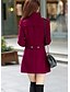 economico Cappotti e trench da donna-Per donna Colletto alla coreana Autunno Cappotto Standard Tinta unita Quotidiano Essenziale Blu Rosso Vino S M L