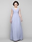 cheap Mother of the Bride Dresses-A-Line V Neck Floor Length Chiffon Mother of the Bride Dress with Beading / Criss Cross by LAN TING BRIDE®